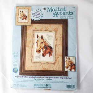 Dimensions Equestrian Duo Horses Counted Cross Stitch Kit 8" x 10" With Mat 2001
